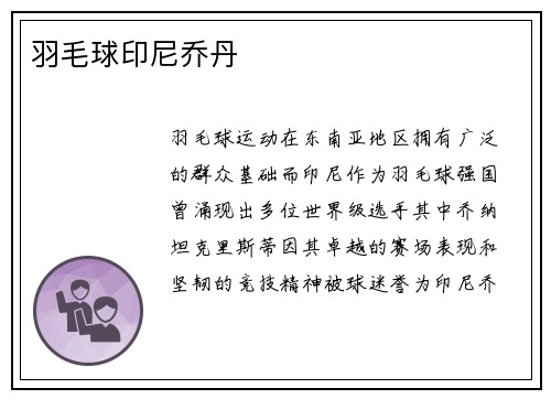 羽毛球印尼乔丹